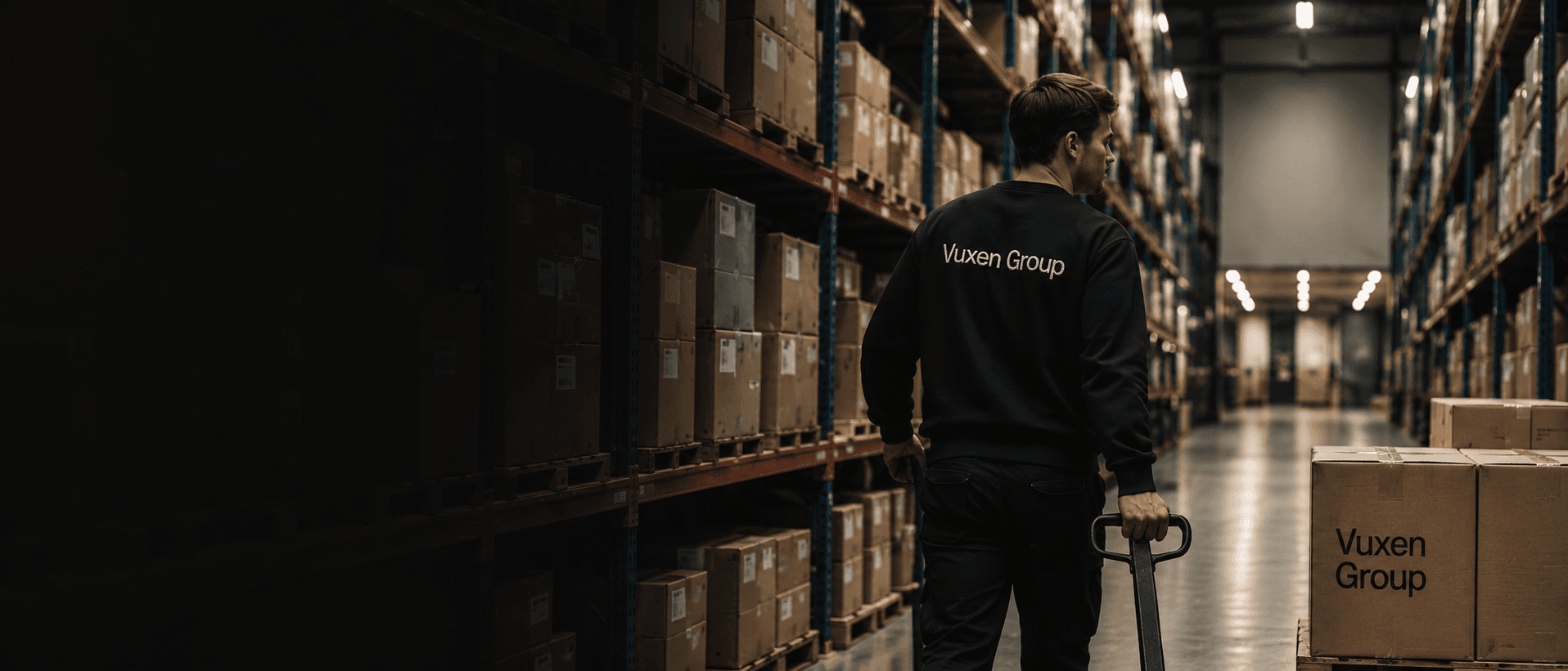 Medarbetare i Vuxen Groups lager och logistikcenter i Torup